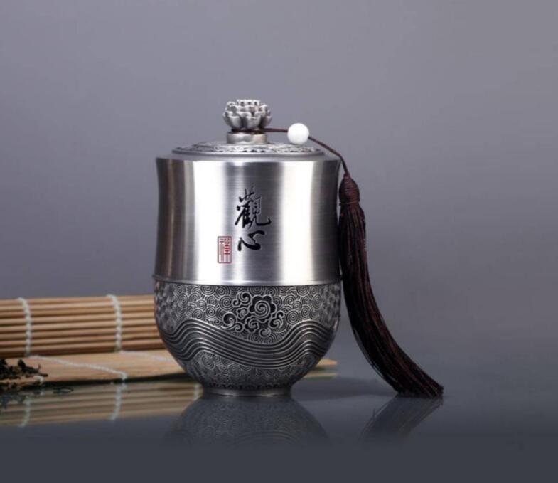 观心 锡茶叶罐